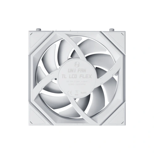 Lian Li UNI Fan TL LCD Flex Wireless ARGB White 120mm Reverse Blade Cabinet Fan, Triple Pack